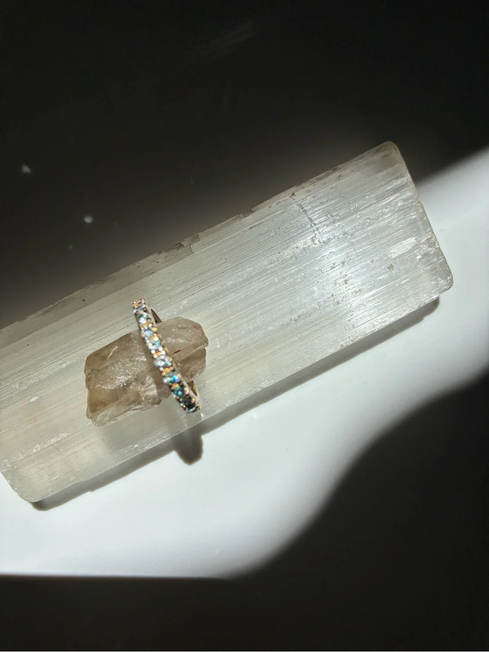 Aquamarine Gold Eternity Stackable Band Ring